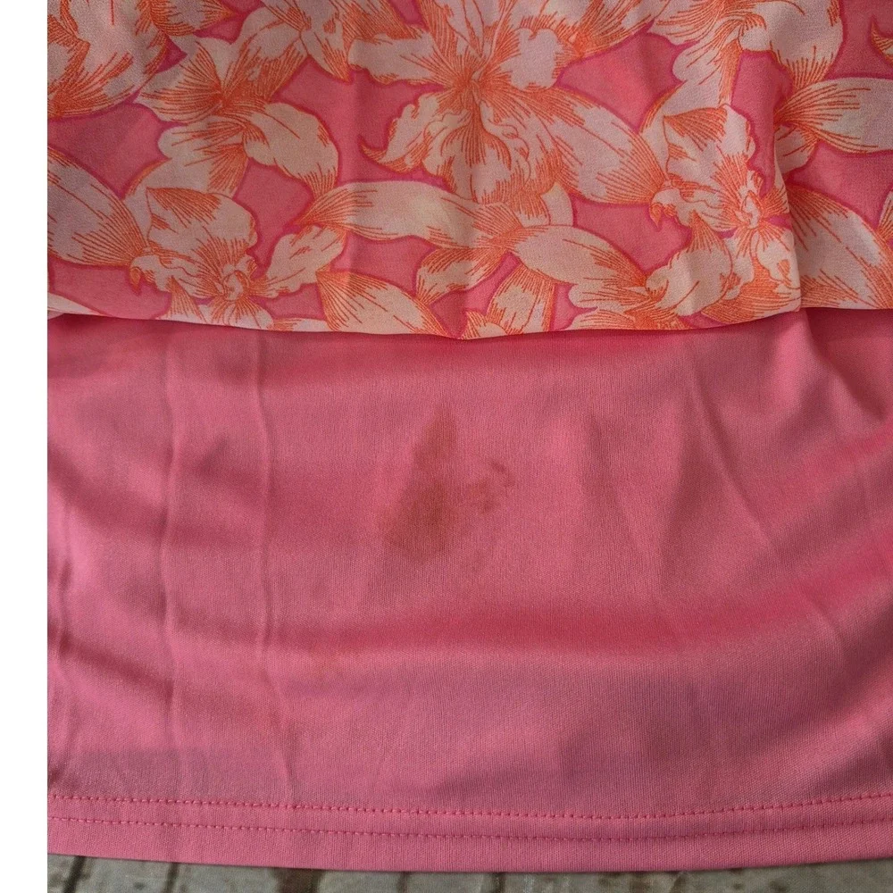 The Childrens Place Girls Pink Floral Cold Shoulder Handkerchief Hem Dress 10/12